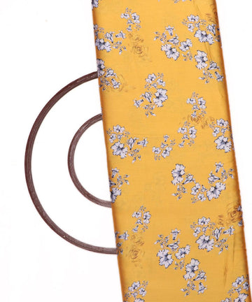 Yellow  Colour Floral Print Satin Fabric